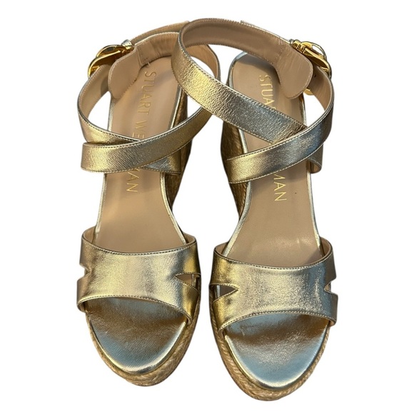 NWOT Stuart Weitzman Gold Zuzu wedge sandals - Picture 7 of 13